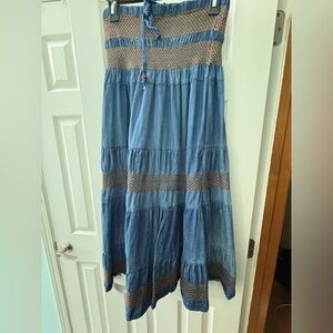 Denim Skirt/dress size Large with smocking detail